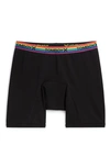 Tomboyx Leakproof Moderate Absorbency 9-inch Boxer Briefs In Black Rainbow