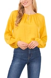 Vince Camuto Hammered Satin Blouse In Mosaic Mustard