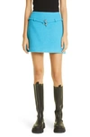 Ganni Recycled Wool Blend Twill Miniskirt In Blue Curacao