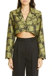 GANNI FLORAL JACQUARD CROP BLAZER