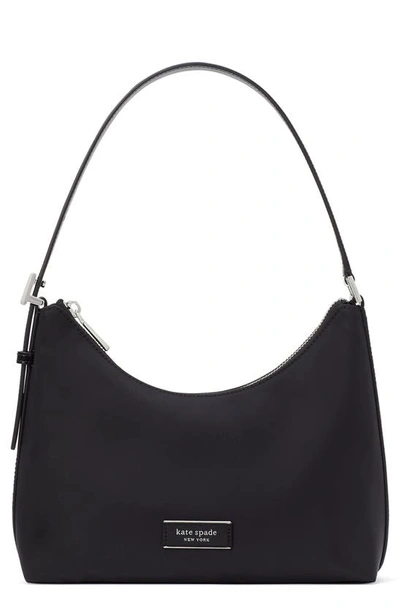 Kate Spade Sam Icon Small Recycled Nylon Shoulder Bag In Black