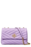 Tory Burch Kira Chevron Small Leather Convertible Shoulder Bag In Lavender Cloud