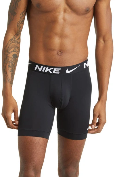 Nike Men's Dri-fit Essential Micro Long Boxer Briefs (3-pack) In Black