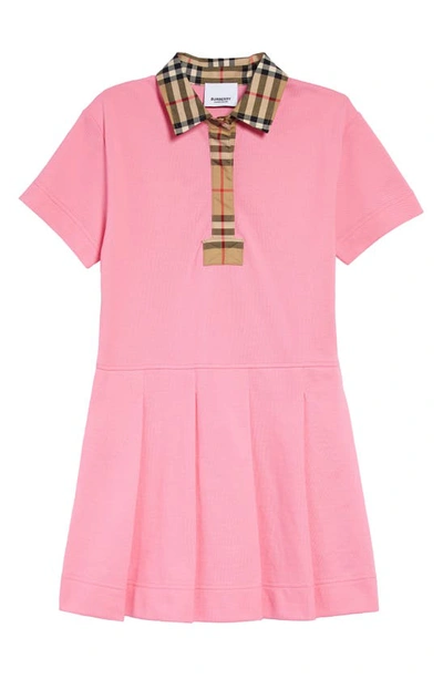 Burberry Kids' Vintage Check-trim Polo Shirt Dress In Bubblegum Pink
