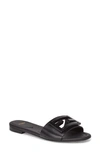 Fendi Baguette Leather Flat Sandals In Black