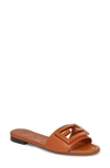 Fendi Signature Logo Slide Sandal In Brown