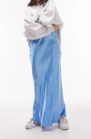 Topshop Satin Bias Maxi Skirt In Blue