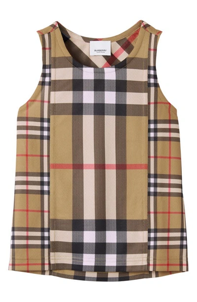 Burberry Boys Beige Check Sleeveless Top In Archive Beige