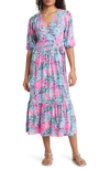 Lilly Pulitzer Brantley Knit Midi Wrap Dress In Oyster Bay Navy