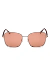 Tom Ford Fern 57mm Square Sunglasses In Shiny Light Ruthenium / Rose
