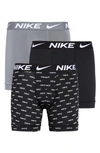 Nike Dri-fit Essential Micro 3 Pack Boxer Briefs In Gray/black-multi In  Logo