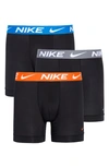 Nike 3-pack Dri-fit Essential Micro Boxer Briefs In Black/ Blue/ Grey/ Orange