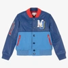 MARC JACOBS MARC JACOBS BOYS BLUE LEATHER LOGO VARSITY JACKET