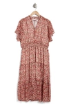 Melrose And Market Tiered Midi Dress In Pink Multi Scatter Dot