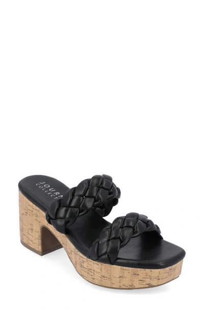 Journee Collection Tru Comfort Kyaa Vegan Leather Platform Sandal In Black