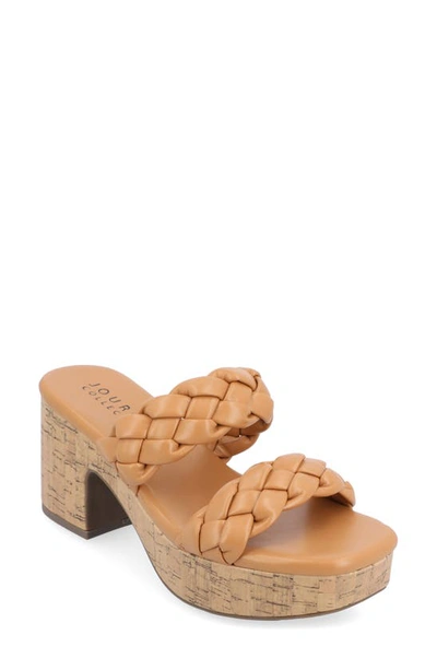 Journee Collection Tru Comfort Kyaa Vegan Leather Platform Sandal In Tan
