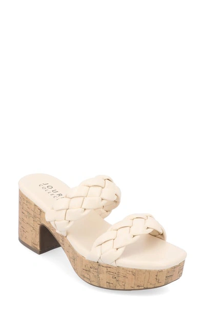 Journee Collection Tru Comfort Kyaa Vegan Leather Platform Sandal In Beige