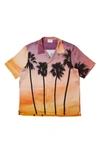 Blue Sky Inn Sunset Palms Short Sleeve Button-up Shirt In A/ O Print