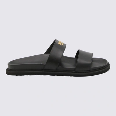 Moschino Leather Flat Sandals In Black