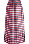 GUCCI PLEATED STRIPED SILK-BLEND LAMÉ MIDI SKIRT