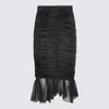 Blumarine Ruched Ruffle-hem Midi Skirt In Black