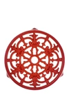 French Home Chasseur Red Enameled Cast Iron Fleur De Lys Trivit In Red