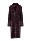 Marni Reversible Madras Coat With Double Belt In Red