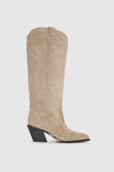 Anine Bing Tania Knee-high Suede Boots In Grey