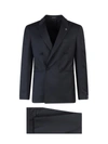 Tagliatore Black Double-breasted Tuxedo Suit With Covered Buttons In Black