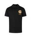 Versace Cotton Polo Shirt With Medusa Patch In Black