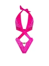 Versace Crossed Cutout Velour One Piece Swimsuit In Pink
