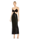 Mac Duggal Sequined Spaghetti Strap Cut Out Gown In Black