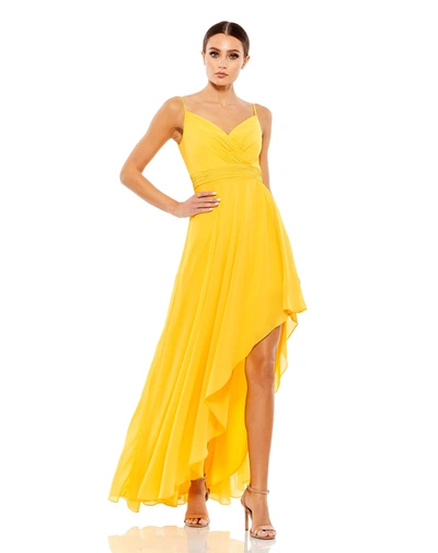 Mac Duggal Sleevelss Asymmetrical Gown In Marigold