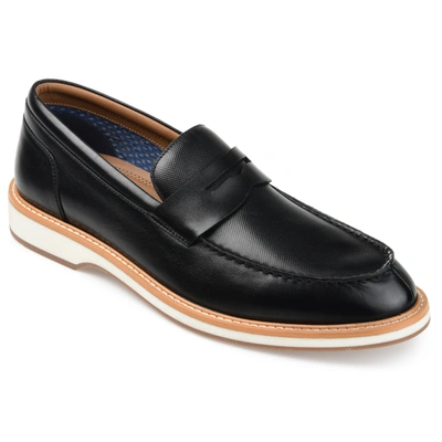 Thomas & Vine Men's Watkins Wide Width Embossed Penny Loafer Shoe In Black