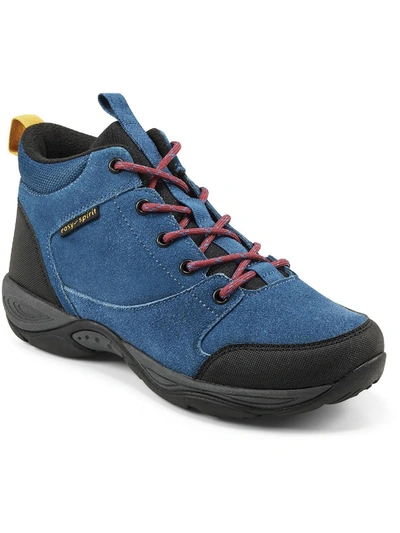 Easy Spirit Womens Leather Ankle Hiking Shoes In Blue