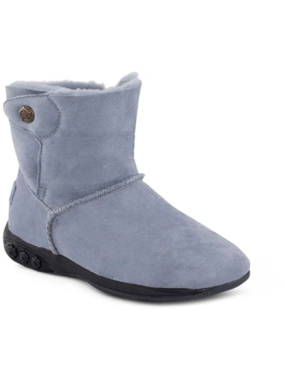 Therafit Audrey Womens Faux Suede Ankle Booties In Blue