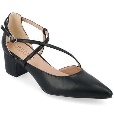 Journee Collection Journee Womens Galvinn Crisscross Strap Pointed Toe Pumps In Black