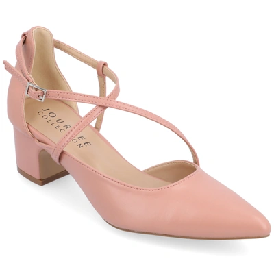 Journee Collection Journee Womens Galvinn Crisscross Strap Pointed Toe Pumps In Blush