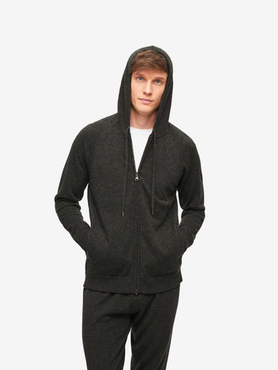 Derek Rose Men's Hoodie Finley Cashmere Charcoal In Charcoal Heather