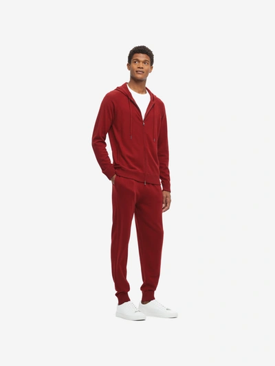 Derek Rose Men's Hoodie Finley Cashmere Deep Red