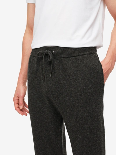 Derek Rose Men's Track Trousers Finley Cashmere Charcoal In Charcoal Heather