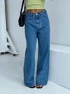 PRINCESS POLLY EUGARIE WIDE LEG JEANS MID WASH