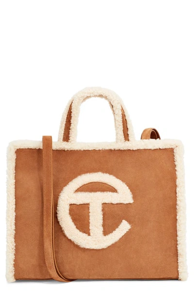 Ugg Telfar X  Medium Shearling Shopper In Chestnut