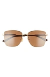 Bottega Veneta Engraved Logo Square Metal Sunglasses In Gold/brown Solid