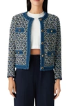 St John Multi Boucle Tweed Knit Jacket In Blue Multi