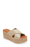 Cordani Braylin Espadrille Wedge Sandal In Soft Gold Suede
