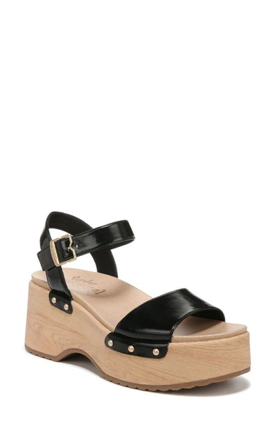 Dr. Scholl's Dublin Platform Sandal In Black Faux Patent