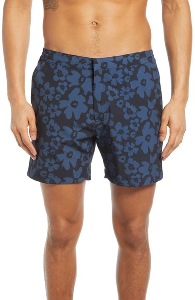 Fair Harbor The Sextant Paisley Swim Trunks In Navy Floral