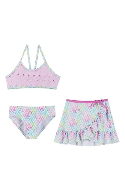 ANDY & EVAN KIDS' POLKA DOT TWO-PIECE SWIMSUIT & COVER-UP SKIRT SET