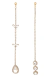 Ettika Crystal Mismatched Drop Earrings In Gold